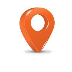 Orange 3d pointer of map isolated on a white background