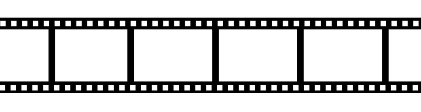 Illustration of 35mm film isolated on white. The inside of the frame is transparent.