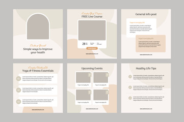 Yoga and fitness or healthy life social media post design template