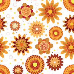 Seamless pattern with decorative flowers. Vector file for designs.