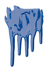 Blue with pigment flowing down. Isolated on transparent background.