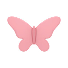 Pink cute butterfly Easter spring holiday decor element 3d icon realistic vector illustration