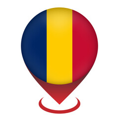 Fototapeta premium Map pointer with contry Chad. Chad flag. Vector illustration.