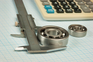 calipers, bearing and square