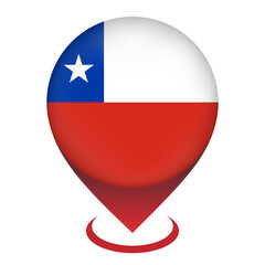 Fototapeta premium Map pointer with contry Chile. Chile flag. Vector illustration.