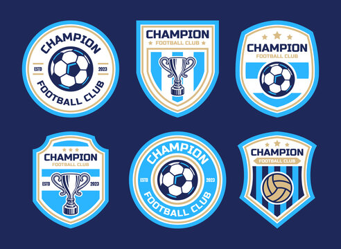 Football and soccer college vector logo set template. Set of soccer emblems. Vector illustration set of logos on football theme. Football logo bundle

