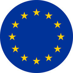 European Union round flag isolated - High quality circular web button of the EU emblem 