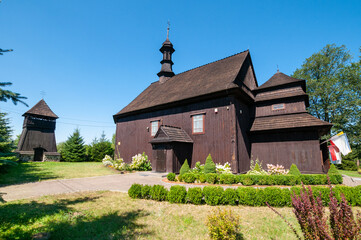 Fototapeta premium Wooden Church of St. Mary Magdalene in Łęgonice Małe, Masovian Voivodeship, Poland 