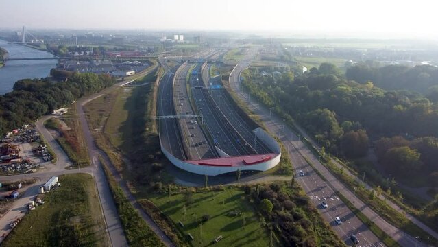 Flying Over Leidsche Rijntunnel A2 In Utrecht, Netherlands
