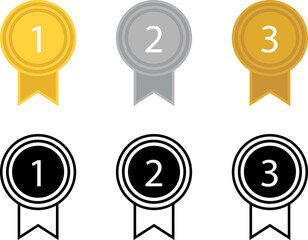 Ranking medal icon illustration set. Quality top, ranking first place best vector icon