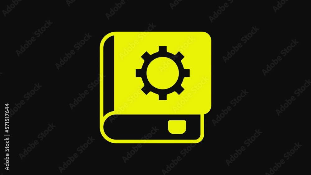 Poster yellow user manual icon isolated on black background. user guide book. instruction sign. read before
