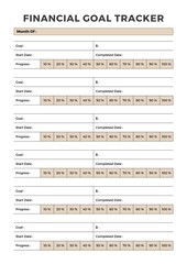 Fototapeta premium Minimalist planner pages templates. Printable Life & Business Planner Set. Life and business planner. Financial Goal Tracker Printable Page