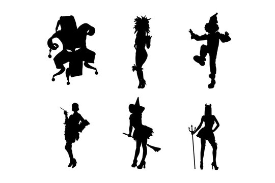 Set of silhouettes of carnival costumes vector design