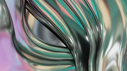 cyber pink beautiful Bezier metal plate like air flow Abstract, dramatic, modern, luxurious and high-end 3D rendering graphic design element background material.