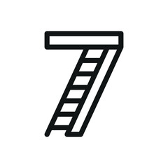 Attic ladder isolated icon, folding attic stairs vector icon with editable stroke