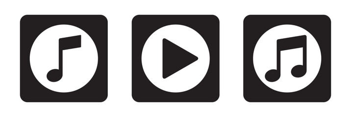 Music playlist set icon, vector illustration