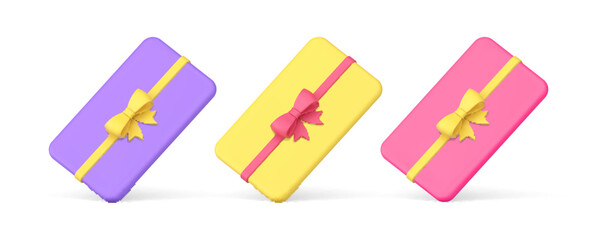 Gift box container slim package isometric case for present festive celebration 3d icon set vector