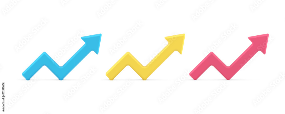 Poster arrow up angular diagram analyzing element marketing information index 3d icon set realistic vector