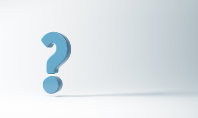 Question mark on white background copy space. 3d rendering.