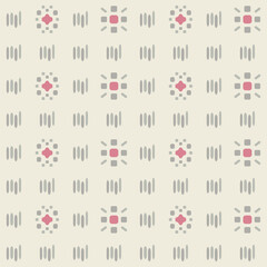 Japanese Embroidery Checkered Motif Vector Seamless Patter