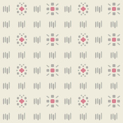 Japanese Embroidery Checkered Motif Vector Seamless Patter