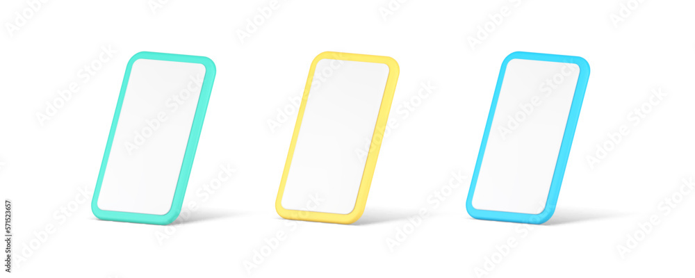 Poster mobile phone display internet communication call wireless device template 3d icon set vector