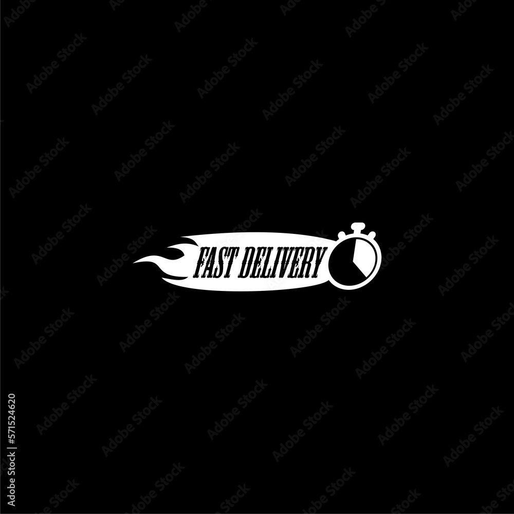 Poster fast delivery icon with timer icon isolated on dark background