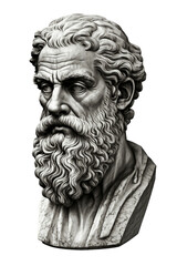 Antique classic greek philosopher head. Background transparent. PNG