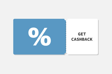 A paper discount coupon with a percentage sign. Design of a cashback voucher card template with a coupon promo code. Premium special price offers for coupon sale. Vector illustration