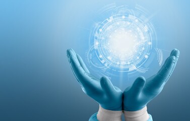 Doctor using hologram. Modern healthcare
