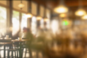 Background blur of a coffee shop or cafe restaurant interior. Generative AI