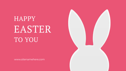 Happy Easter bunny head long ears white 3d bauble greeting banner design template realistic vector illustration