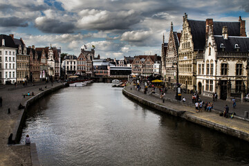 Fototapeta premium city canal in the country Gante, Belgium