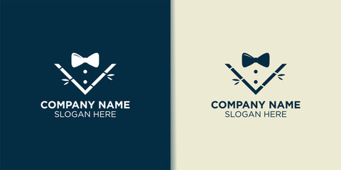 bow tie and bamboo logo vector, jobs logo template