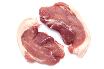 Pork meat on white background.