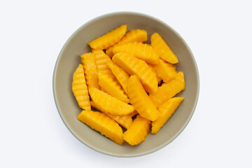 Sweet yellow mango fruit slices