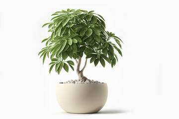 Interior decorative plant isolated on white background. Generative AI illustration.