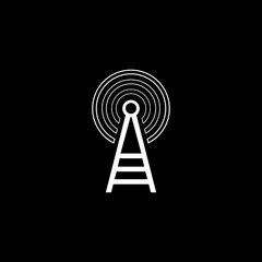 wi-fi signal, antenna isometric flat icon. isolated on black background. 