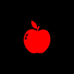 Healthy Apple Logo template vector icon flat design  isolated on black background. 