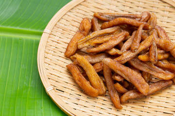 Sun dried banana. Fruit snack