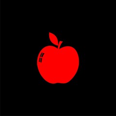 Healthy Apple Logo template vector icon flat design  isolated on black background. 