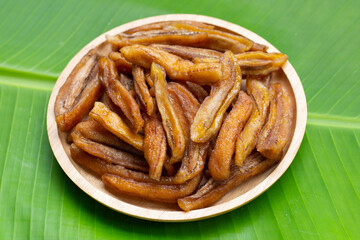Sun dried banana. Fruit snack