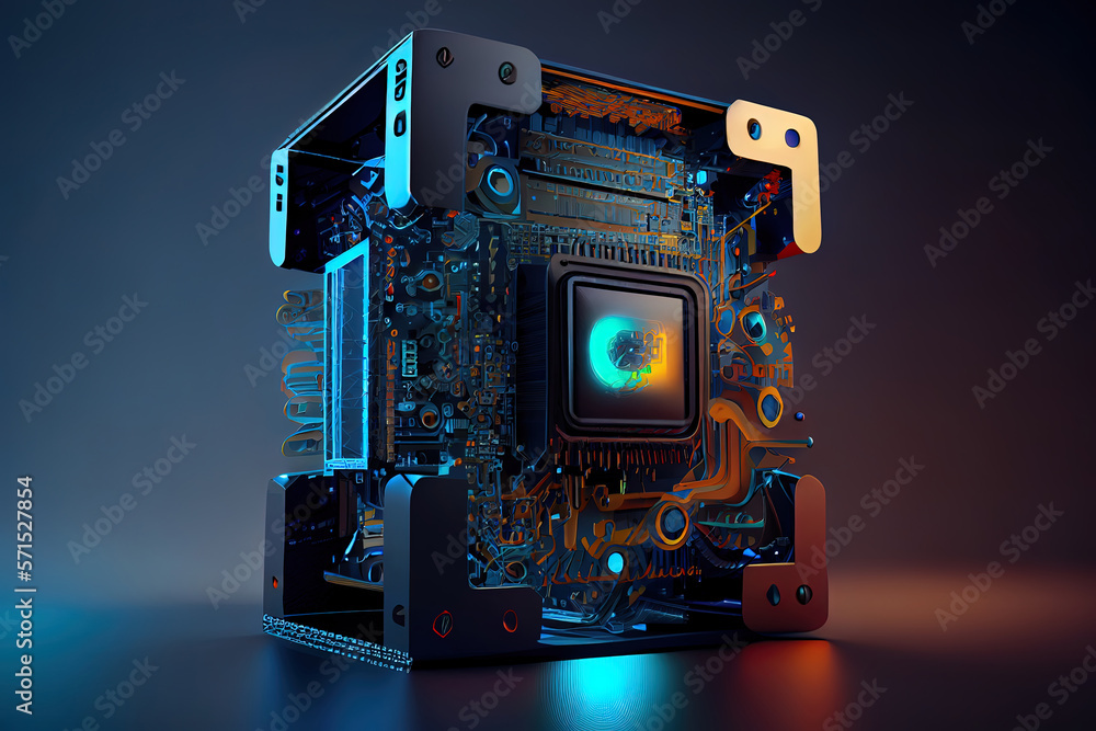 Poster artificial intelligence, quantum computing concept. generative ai