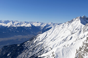 Fototapeta na wymiar View from Nordkette mountain, Innsbruck, Tyrol, Austria