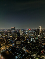 Fototapeta na wymiar Beautiful aerial view of the capital of Mexico city at night.