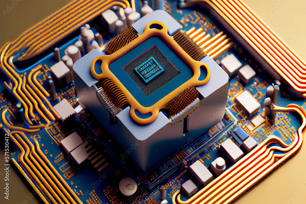 Poster detail of surreal computer cpu. generative ai