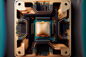 modern socket motherboard for a home computer. Generative Ai