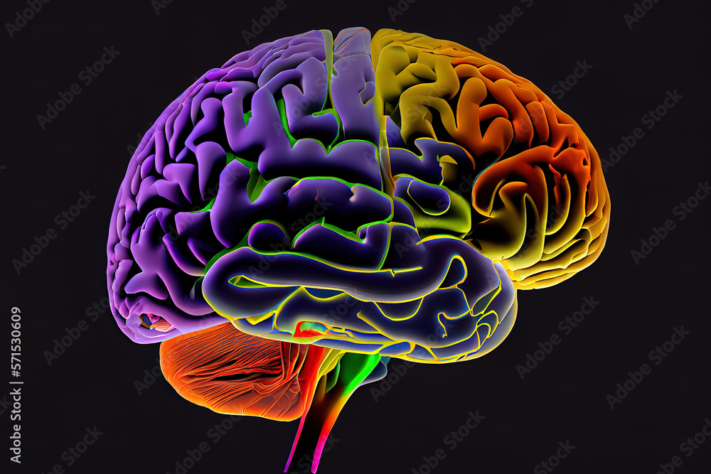 Poster digital generated image of human brain. generative ai