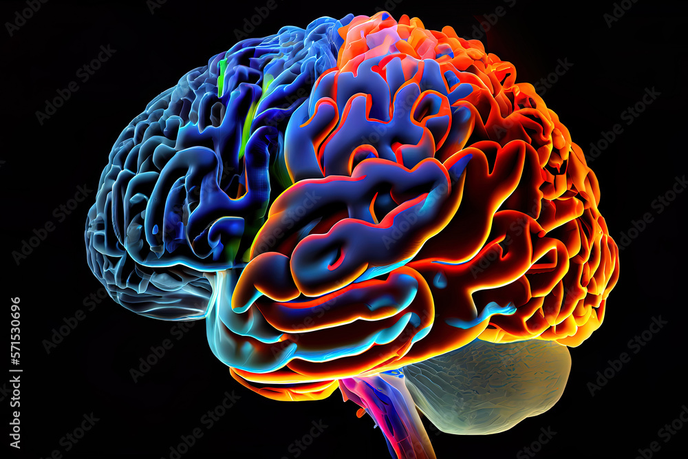 Poster digital generated image of human brain. generative ai