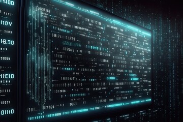 Fototapeta premium Abstract cyberspace Code digital technology background. Stream big data. Generative AI